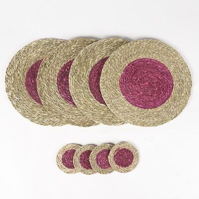 Set of 4 - Handwoven Sabai Grass Placemats & Coasters