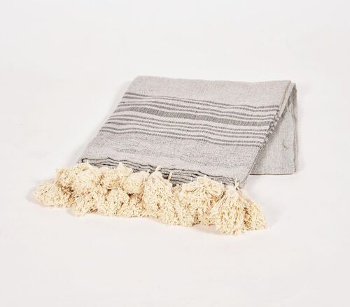 Handwoven Greyscale Tasseled Throw