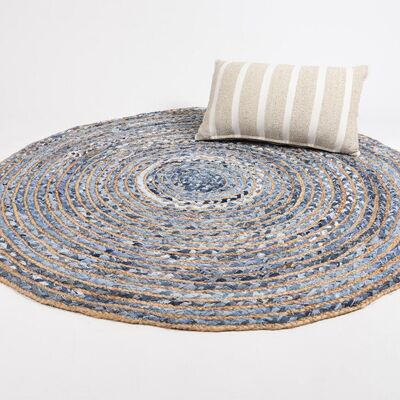 Tapis en denim et jute recyclé tressé à la main