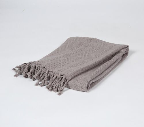 Handwoven Taupe Tasseled throw