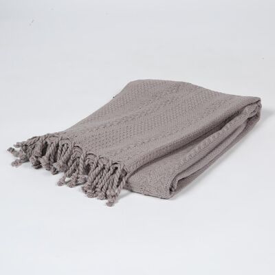 Handwoven Taupe Tasseled throw