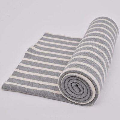 Muted Gray Striped Knitted Throw