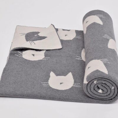 Knitted Cat Pattern Throw
