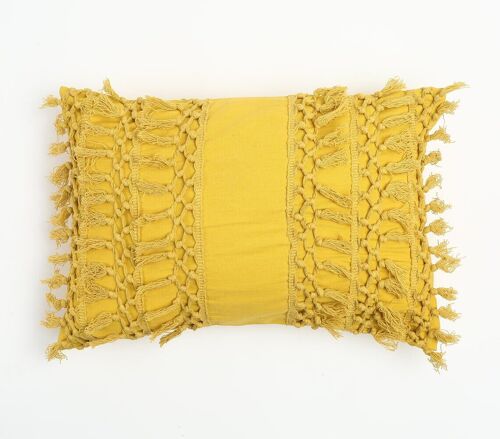 Tasseled Yellow Cushion Cover