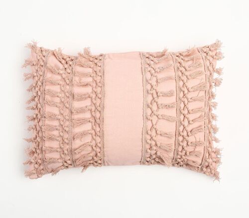 Pastel Blush Tasseled Cushion Cover