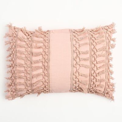 Pastel Blush Tasseled Cushion Cover