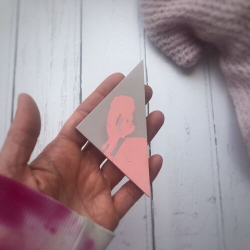 Lilac & pink jesmonite triangle brooch - maxi