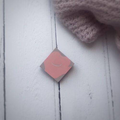 Lilac and pink jesmonite square brooch