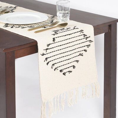 Minimal Diamond Patterned Cotton Table Runner