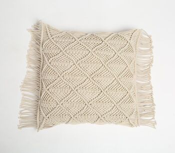 Housse de coussin en coton à franges en macramé 1