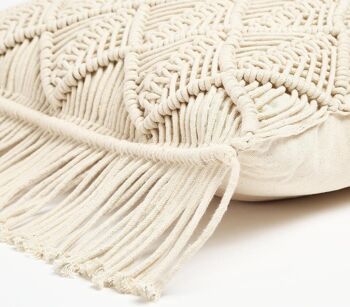 Housse de coussin en coton à franges en macramé 3