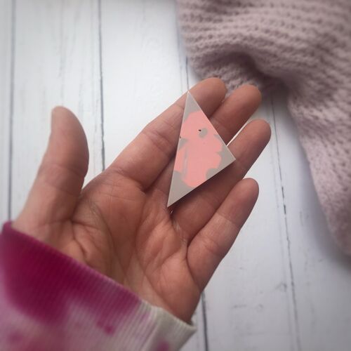 Lilac and pink jesmonite triangle brooch - mini