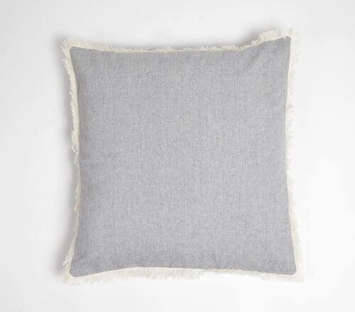 Solid Fringed Chambray Weave Cushion Cover(2)