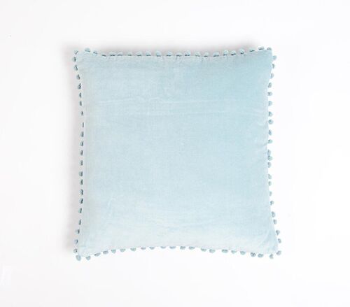 Dyed Cotton Cushion Cover with Border Embellishment, 18 x 18 inches