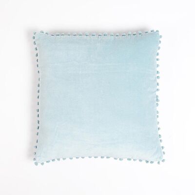 Housse de coussin en coton teint avec bordure embellie, 18 x 18 pouces