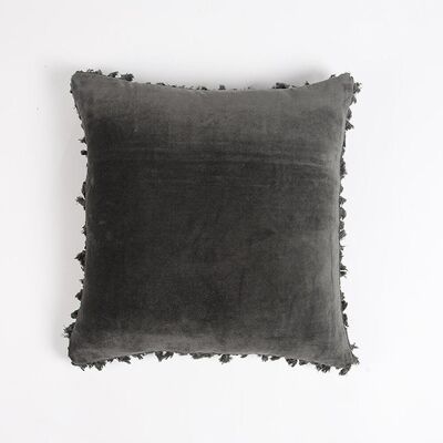 Fodera per cuscino in cotone velluto solido con frange di bordo, 18 x 18 pollici