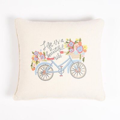 Hand Embroidered Cotton Cushion cover, 18 x 18 inches