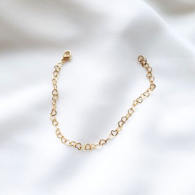 CUPIDON chain bracelet // Heart mesh chain in gold stainless steel