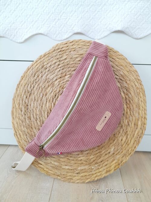 Sac banane velours "vieux rose"