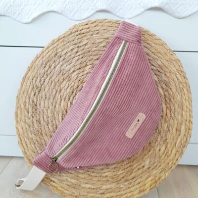 Sac banane velours "vieux rose"