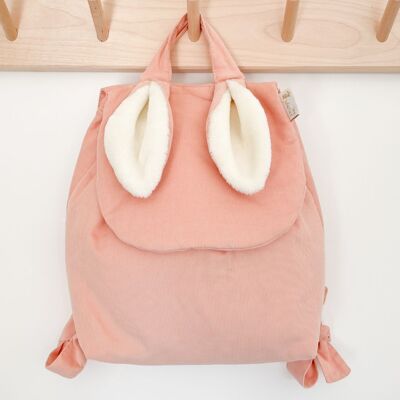 Rabbit velvet backpack Shell pink