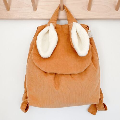 Sac à dos lapinou velours caramel