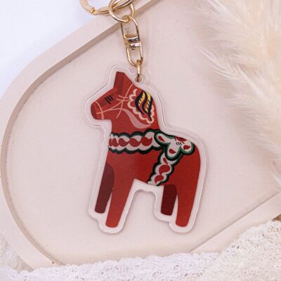 Keychain Dala horse acrylic - gift moving in Sweden horse