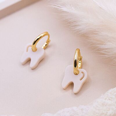 Earrings tooth hoop earrings made of acrylic dentist - 18k gold plated lightweight stud earrings dental assistant gift