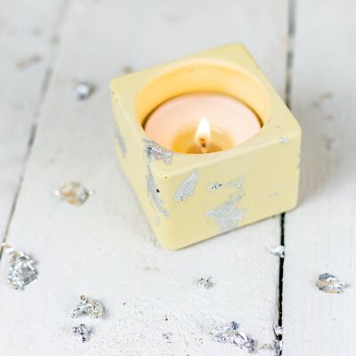 Jesmonite pastel yellow tea light holder, mini planter