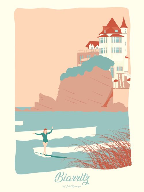 Affiche BIARRITZ La Surfeuse
