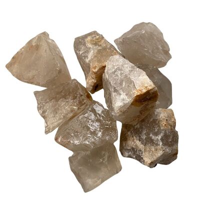Kleiner Rohkristall im Rohschliff, 2–4 cm, Rauchquarz