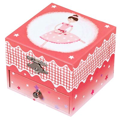 Ballerina Phosphorescent Cube Music Box - Dark Pink - New