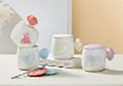 Ceramic mug "HEART" with lid, spoon and original handle in 4 colors. LM-249