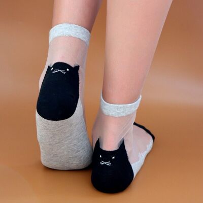 Be a Cat Back Gray - the ultra-resistant voile sock - Perfect for Mother's Day 2024