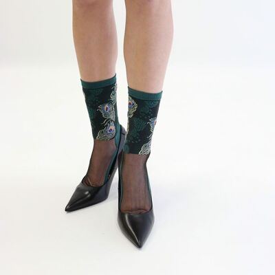 ANTONIA - Verde, el calcetín de voile ultrarresistente