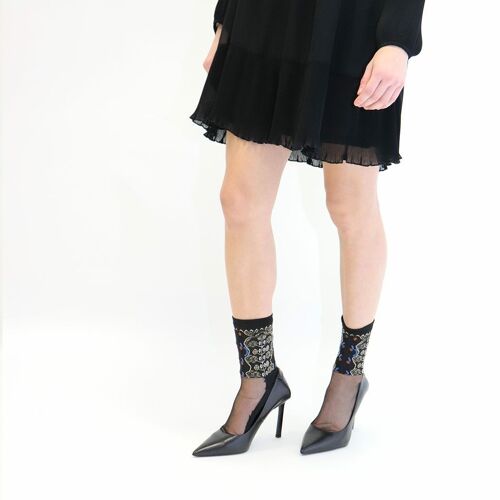 NATASHA - Noir, la chaussette en voile ultra-résistant - Parfait pour Fête des Mères 2024