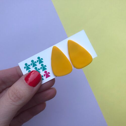 Sunshine yellow giant triangle stud earrings