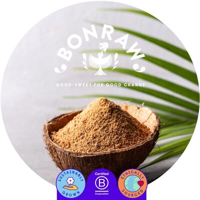 1000 kg de azúcar de flor de coco orgánico | BONRAW Ideal para chocolate, horneados; tortas, galletas, productos para el desayuno, salsas.