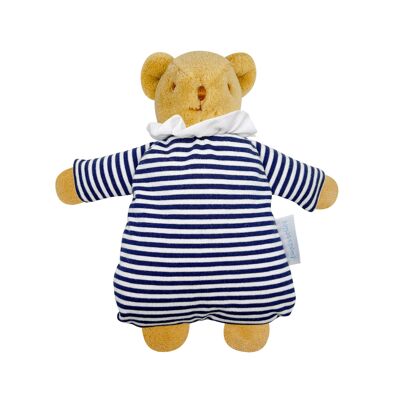 Ours Nid d'Ange Doudou avec Hochet- Coton Marinière- New