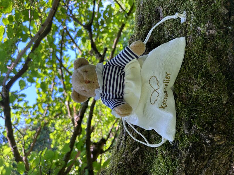 TROUSSELIER Doudou Lapin Nid D'Ange Avec Hochet – 20 Cm, Chic Ivoire, Cadeau Naissance, Lavable 30°