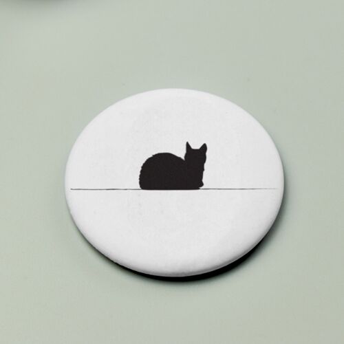 Black Cat Magnet Button Line Art