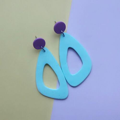 Giant mint & lilac triangle earrings
