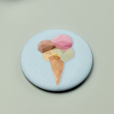 Crème glacée - Bouton magnétique - Low Poly Art Design