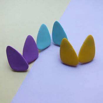 Boucles d'oreilles triangle géant jaune citron & lilas 4
