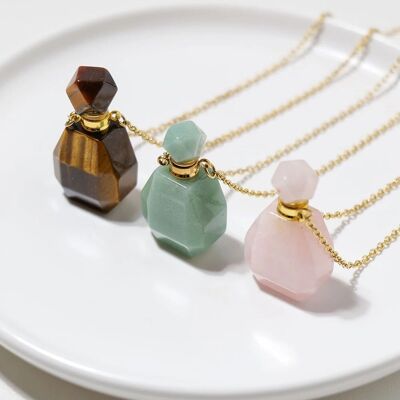 Gemstone Essential Oil Bottle Pendant Necklace