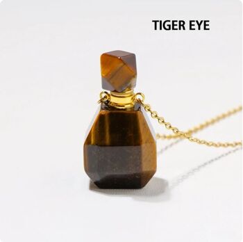 Collier pendentif bouteille d’huile essentielle de pierres précieuses 22