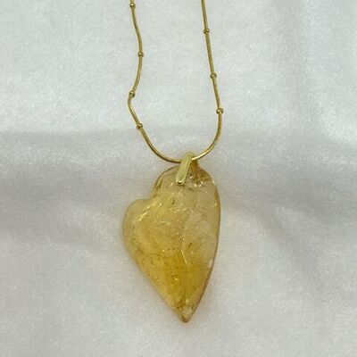 Crush-Herz-Halskette aus Naturstein (Citrin, Amethyst, Rosenquarz, Bergkristall)