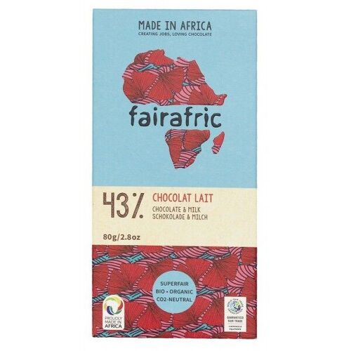 Chocolat FAIRAFRIC Lait 43% du Ghana, 80g