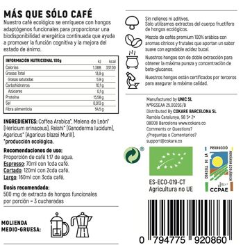 Café arabica 100% bio aux champignons 3