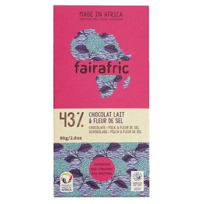 Chocolat FAIRAFRIC Lait 43% & fleur de sel du Ghana, 80g